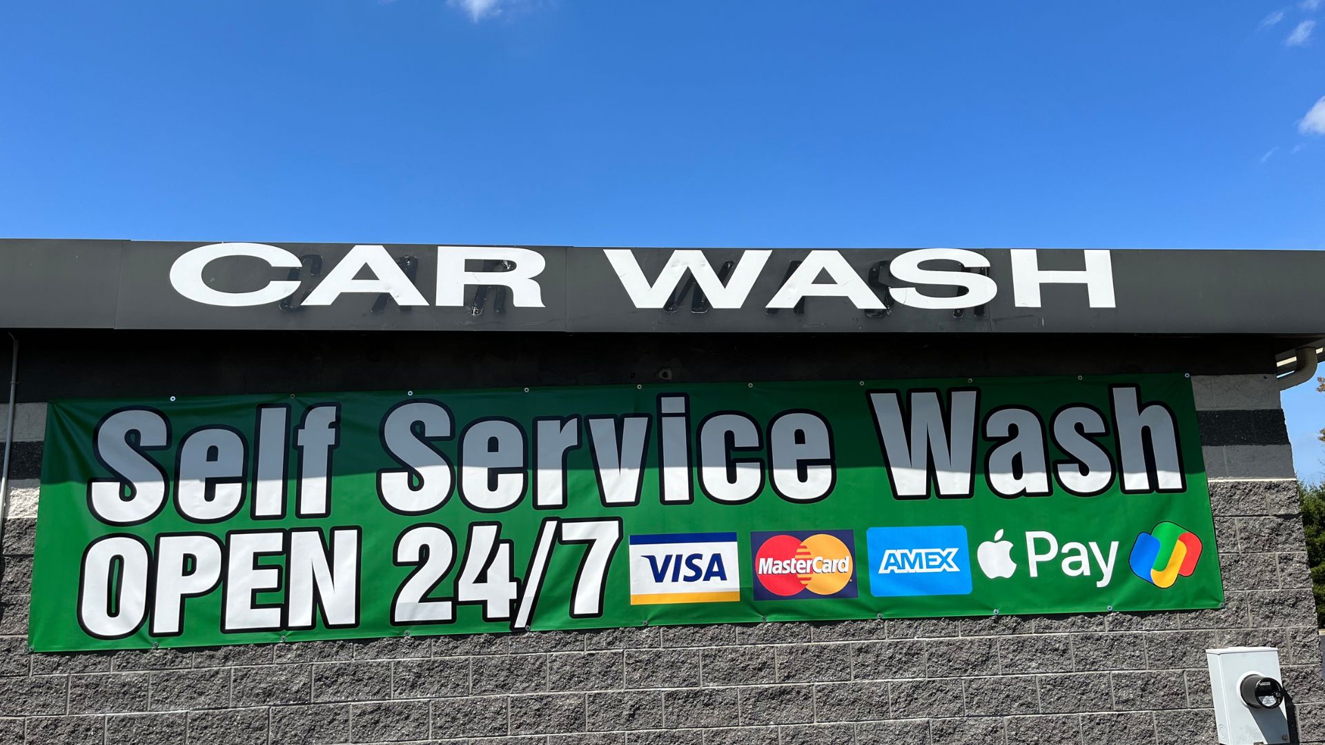 Self Service Wash Open 24/7 banner