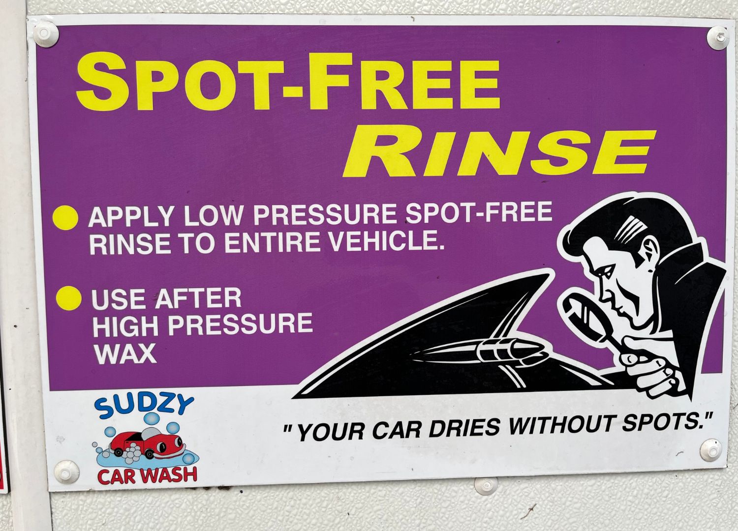 Spot-Free Rinse instruction sign